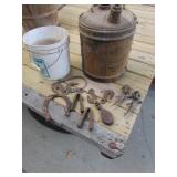 pennzoil adverting can,hooks & items