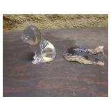 2 glass cats incl:crystal