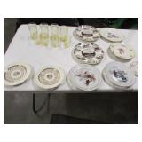 yellow depression glasses,frankfort hosp. plates