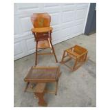 kids high chair,rocker,desk & items