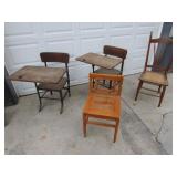 2 old kids desk & 2 chairs