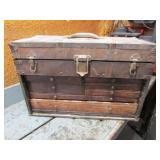 old wood machinest toolbox & some tools