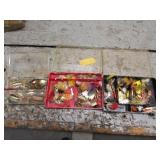 3 small containers of fishing tackle