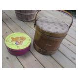 sewing bucket & cat tin