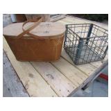 picnic basket & metal milk crate