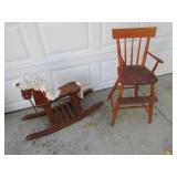 rocking horse & high chair