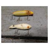 2 wooden fishing lures