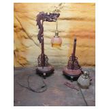 carved oriental lamp w/shade