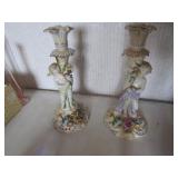 2 porcelain figurine candleholders