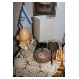 cupid vase,angel stand,clock radio & items