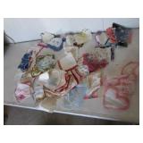 vintage linens,gloves,hangers & bag