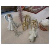 angels,christmas items & glass christmas tree