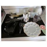egg plate,mixer,utencils & items