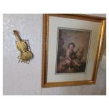 2 wall pictures & instrument hanging