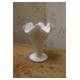 white fenton vase