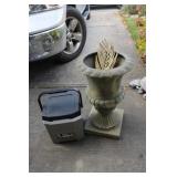 cooler & plastic flower pot