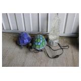 2 stained glass turtle lights & light