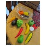 all glass fruit & bowl