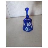 blue hand painted fenton bell