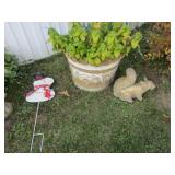 flower pot,squirrel & snowman