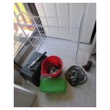 rack,stool,cord,partial chemicals,items