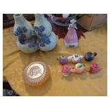 double vase,tiny teapots,dish & figurine