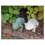 2 frog decorations