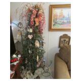 64" christmas tree & items on tree (works)