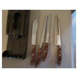 4 cutco knives & wall holder