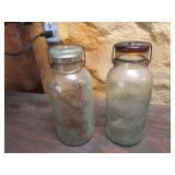 2 half gallon Lightning fruit jars