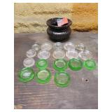 stoneware spittoon & furniture glass leg holders