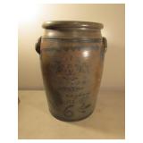 16" #6 blue decorated advertising crock from  PA