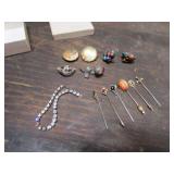 costume jewelry & 6 pins