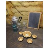 old mr. peanut bowls,kids chalkboard,fruit jars