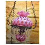 fenton cranberry coin dot hanging chandelier