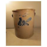 #6 Blue decorated stoneware crock