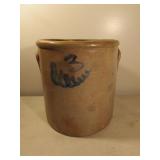 #3 blue decorated crock