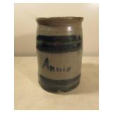 blue decorated Annie crock