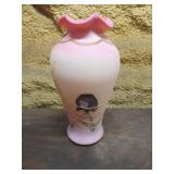 9 1/2" fenton burmese glass fish vase