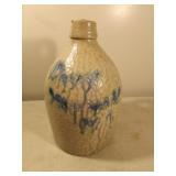 11" blue decorated stoneware crock jug