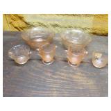 pink depression bowls & cream n sugars