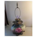 victorian hand painted lamp (works)