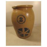 #2 blue decorated salt glaze stoneware crock