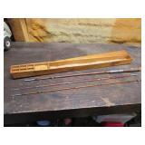 wooden fishing pole w/wood case