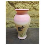 9 1/2" fenton burmese fish vase(damaged)