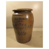 Shward blue decorated stoneware crock