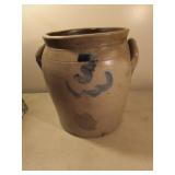 #3 salt glaze blue decorated crock