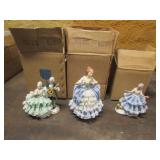 3 sandizell dresden porcelain figurines w/boxes