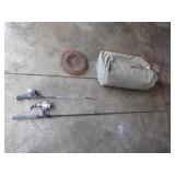 2 fishing poles,fishing net & U.S.N. bag w/tent?