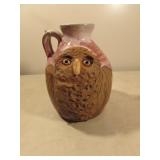 Alewine pottery folk art owl face jug